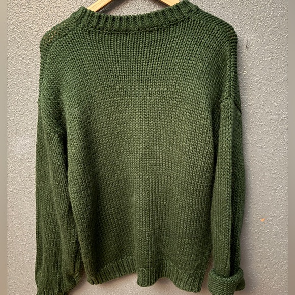 Green Sweater with Red Plaid Bow Christmas Holiday - Picture 4 of 4